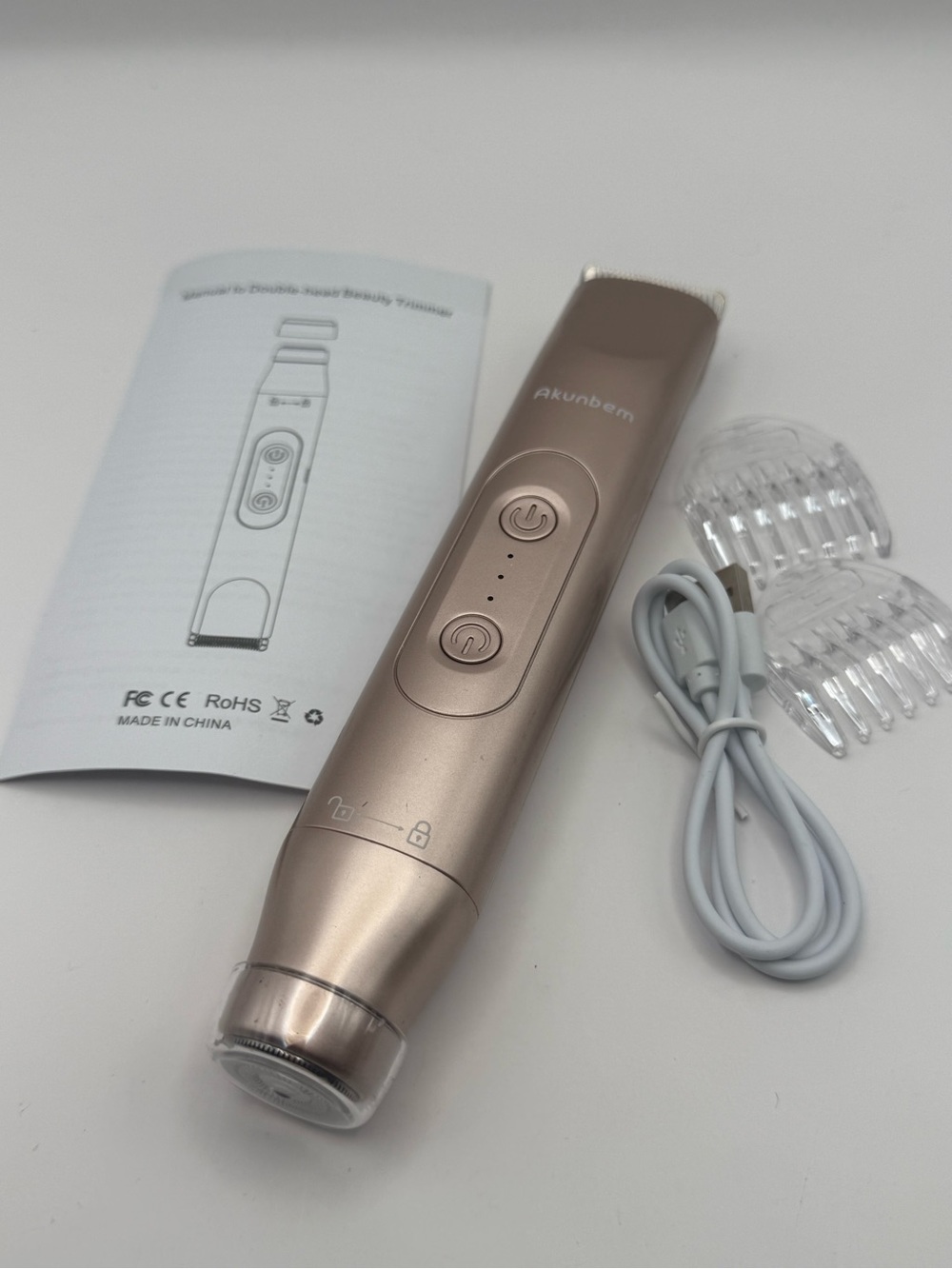 Akin ‘em Rose Gold Rechargeable Women's Facial Hair Remover